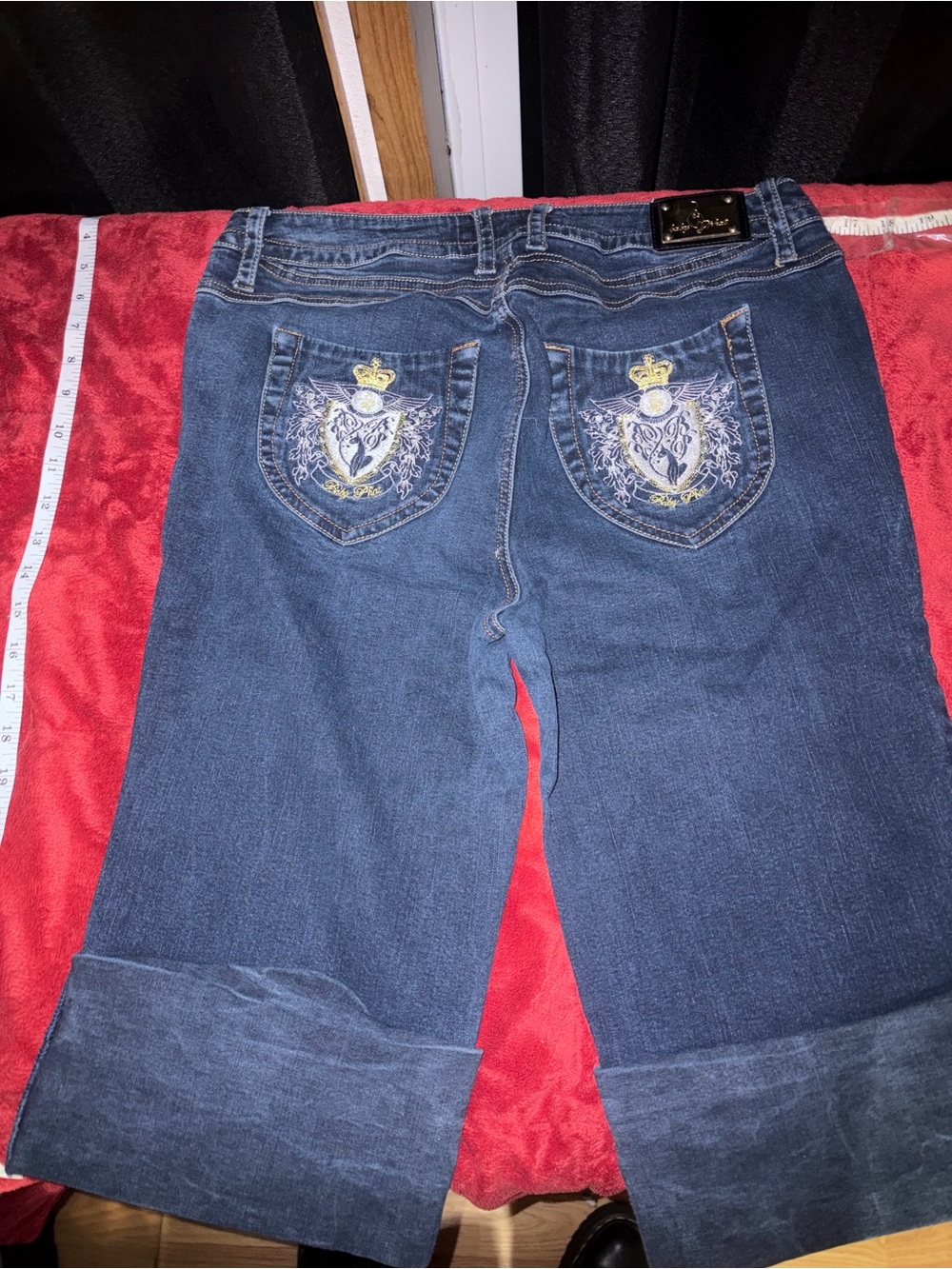 Baby Phat Dark Blue Embroidered Capri Jeans